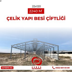 - 22x120 Çelik Yapı Besi ÇiftliğiModern çelik yapı teknolojisi ile tasarlanan besi çiftliğimiz,